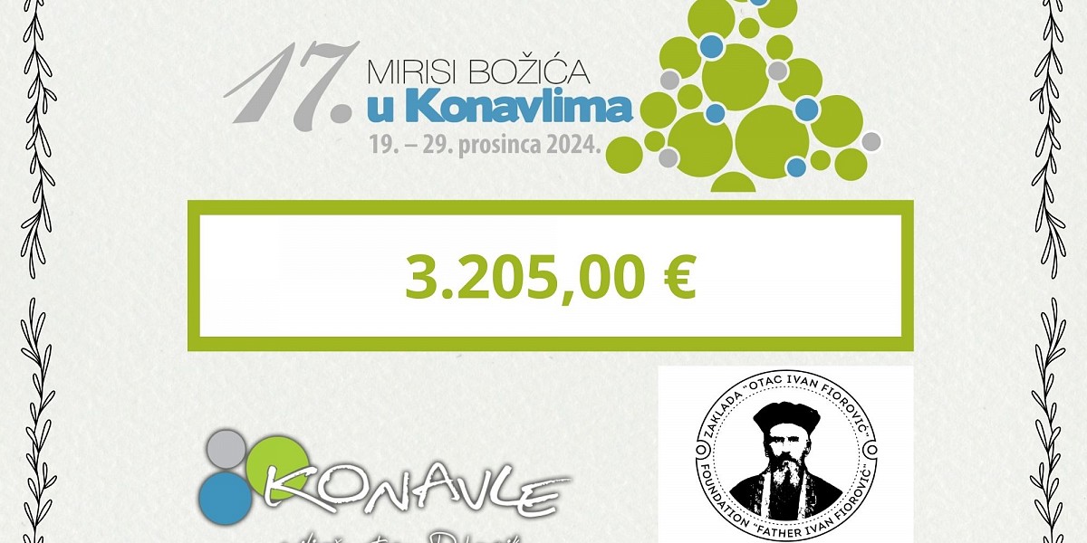 Na humanitarnoj večeri 17. Mirisa Božića u Konavlima prikupljeno 3.205,00 €